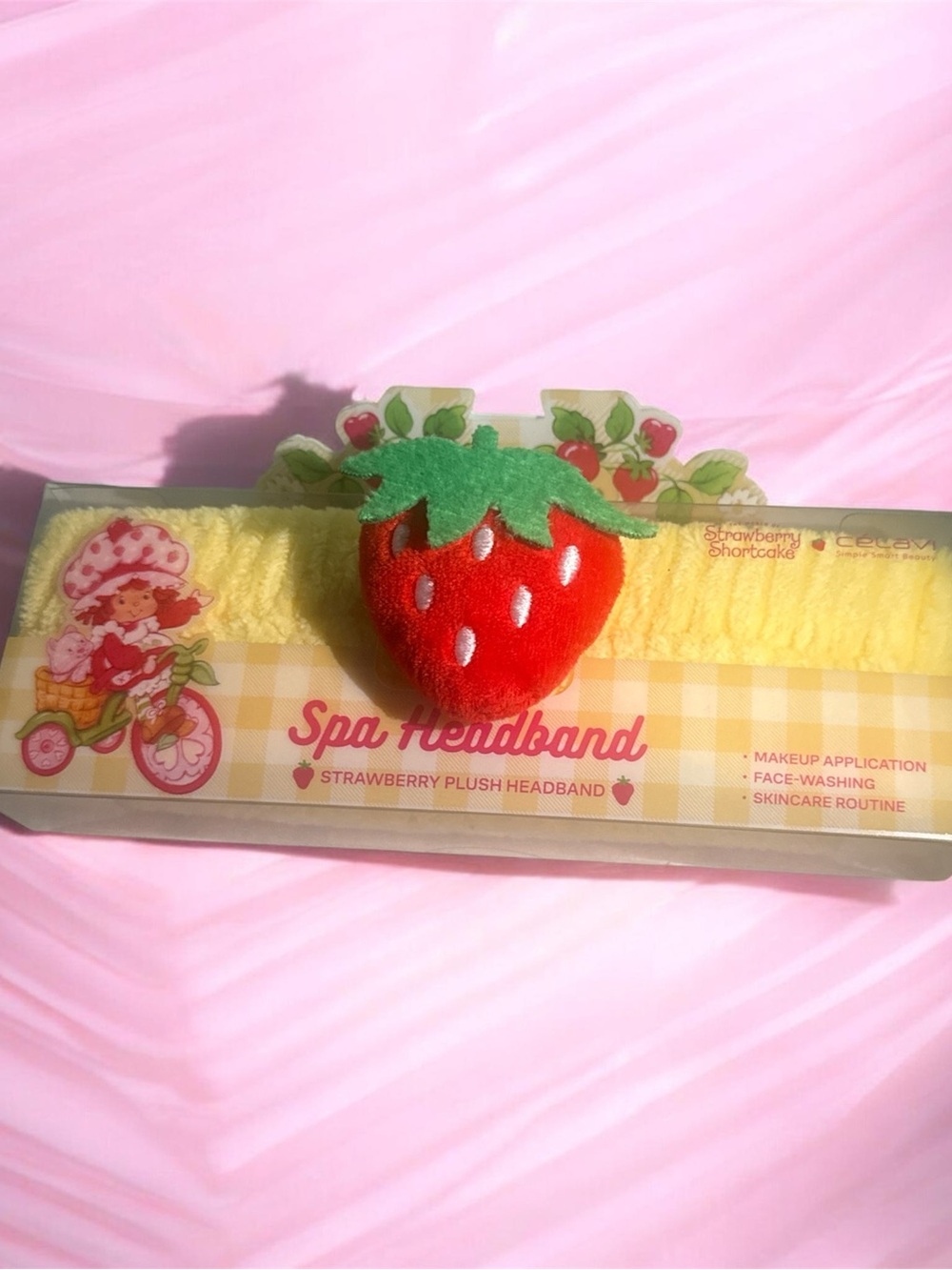 Strawberry Plush Spa Headband - Yellow